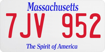 MA license plate 7JV952