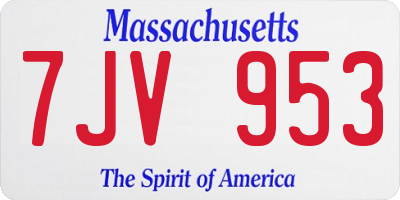MA license plate 7JV953