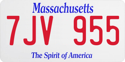 MA license plate 7JV955