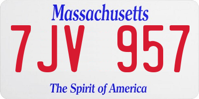 MA license plate 7JV957