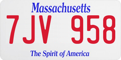 MA license plate 7JV958