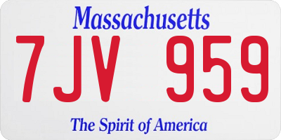 MA license plate 7JV959