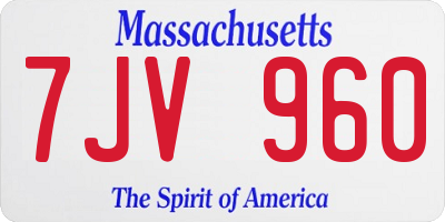 MA license plate 7JV960