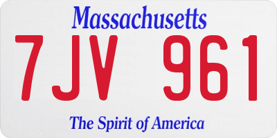 MA license plate 7JV961