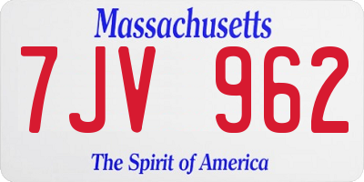 MA license plate 7JV962