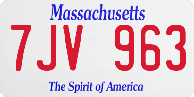 MA license plate 7JV963