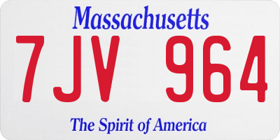MA license plate 7JV964