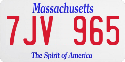 MA license plate 7JV965