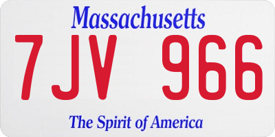MA license plate 7JV966