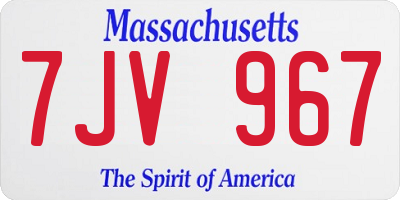 MA license plate 7JV967