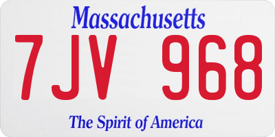 MA license plate 7JV968