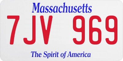 MA license plate 7JV969