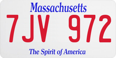 MA license plate 7JV972