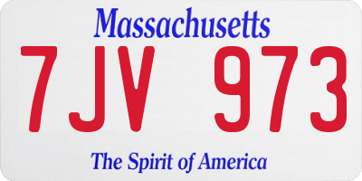 MA license plate 7JV973