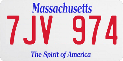 MA license plate 7JV974