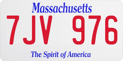 MA license plate 7JV976