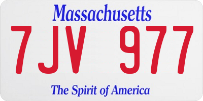MA license plate 7JV977