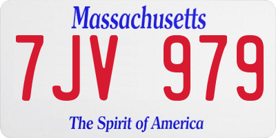 MA license plate 7JV979