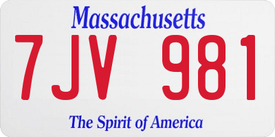MA license plate 7JV981