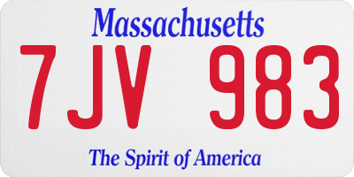 MA license plate 7JV983