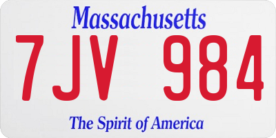 MA license plate 7JV984