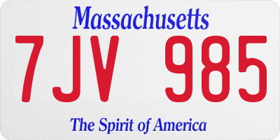 MA license plate 7JV985