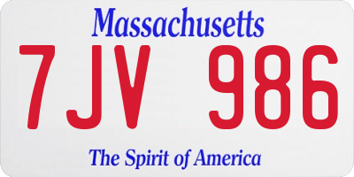 MA license plate 7JV986