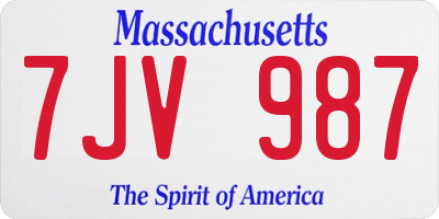 MA license plate 7JV987