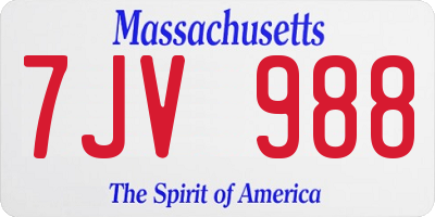 MA license plate 7JV988