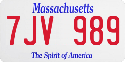 MA license plate 7JV989