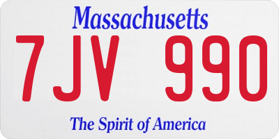 MA license plate 7JV990