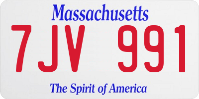 MA license plate 7JV991