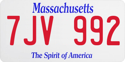 MA license plate 7JV992