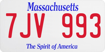 MA license plate 7JV993