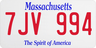 MA license plate 7JV994