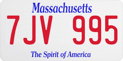 MA license plate 7JV995