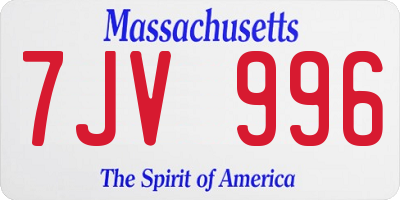 MA license plate 7JV996