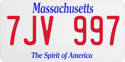 MA license plate 7JV997