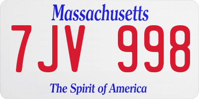 MA license plate 7JV998