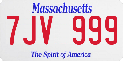 MA license plate 7JV999