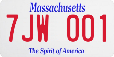 MA license plate 7JW001