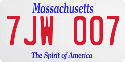 MA license plate 7JW007