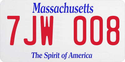 MA license plate 7JW008