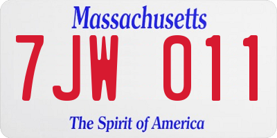 MA license plate 7JW011
