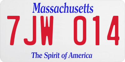 MA license plate 7JW014