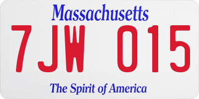 MA license plate 7JW015