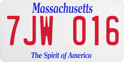 MA license plate 7JW016