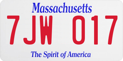 MA license plate 7JW017