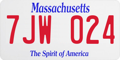 MA license plate 7JW024
