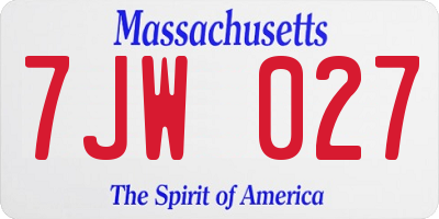 MA license plate 7JW027